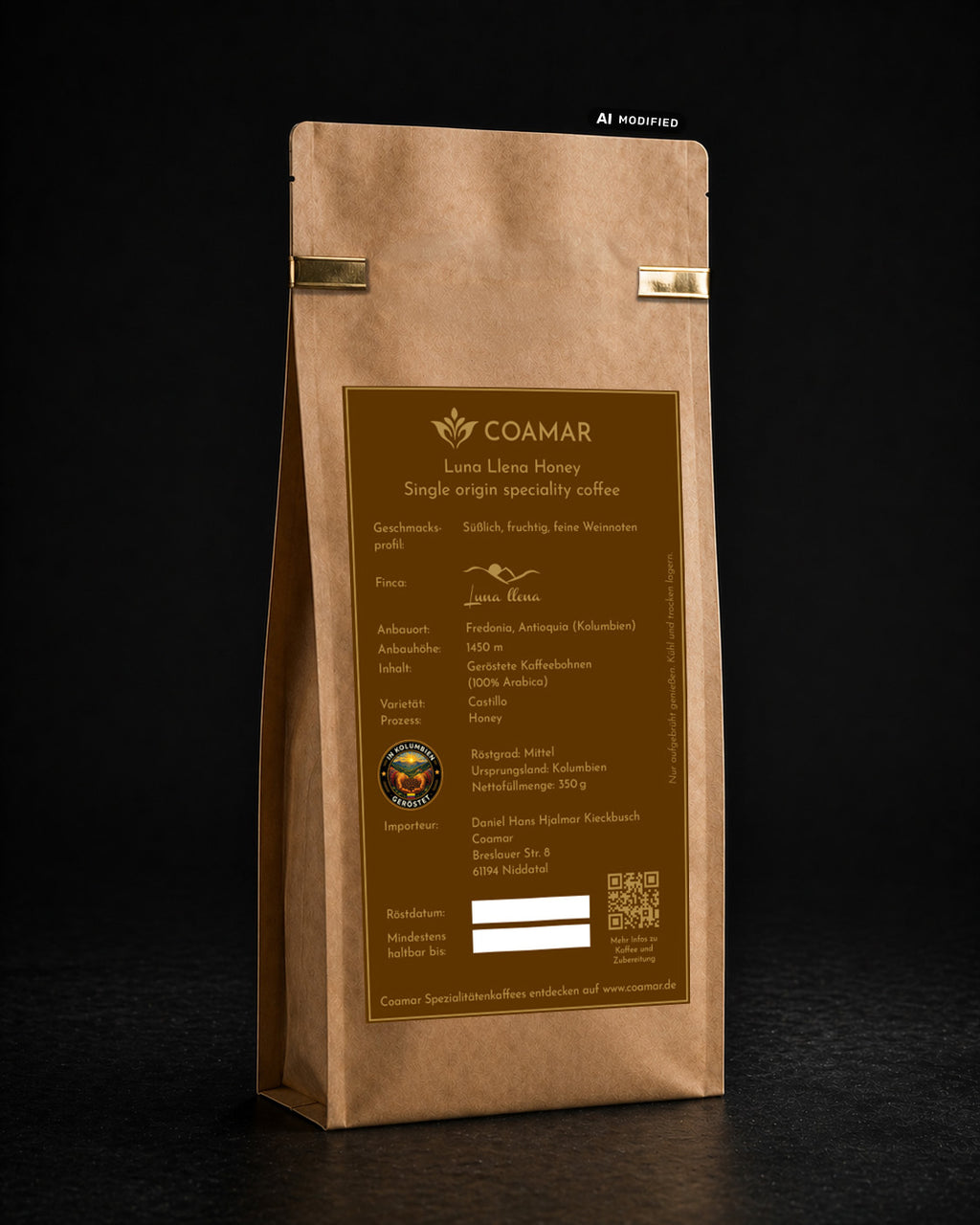 Coamar Luna Llena Honey 350g kolumbianischer Röstkaffee