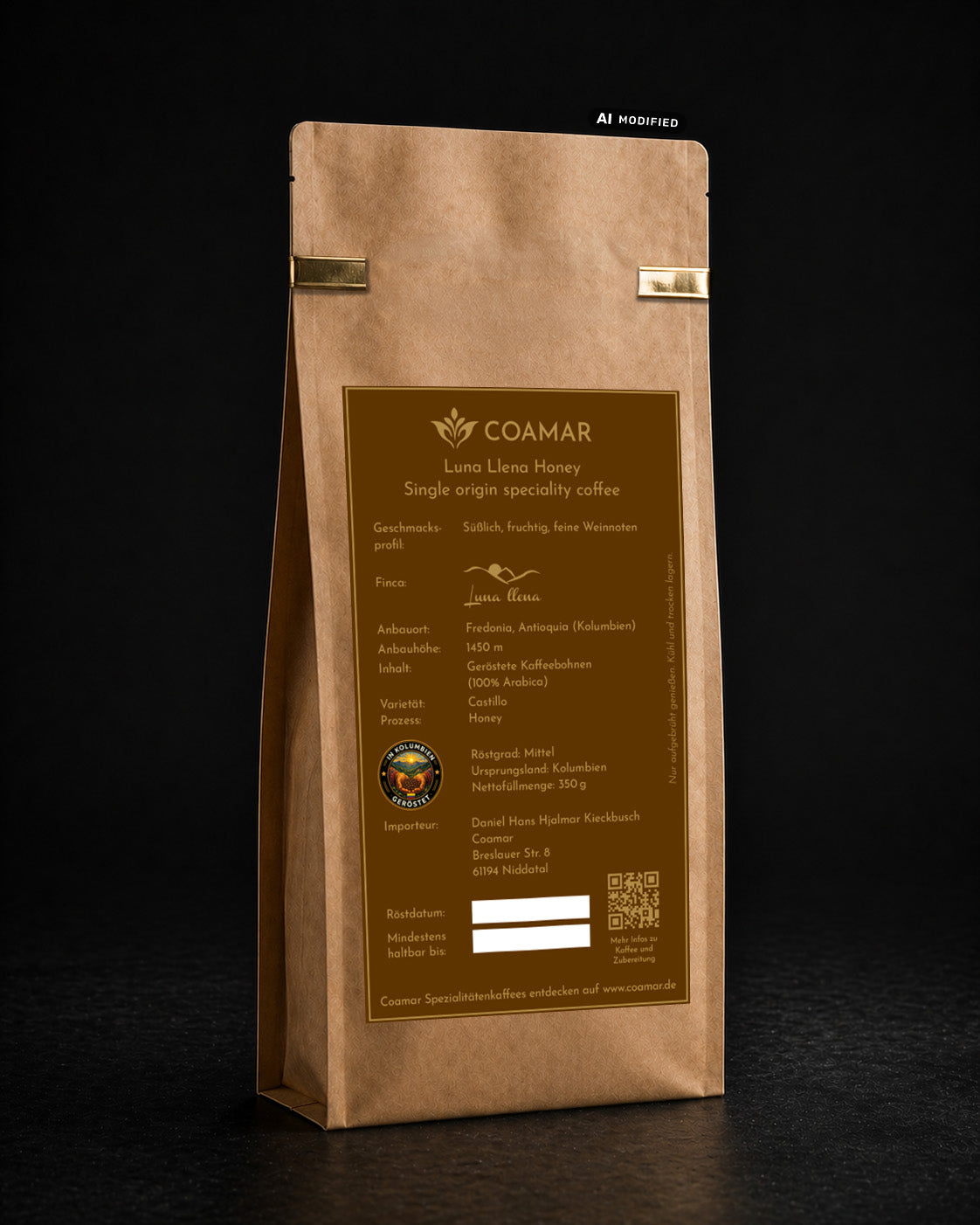 Coamar Luna Llena Honey 350g kolumbianischer Röstkaffee
