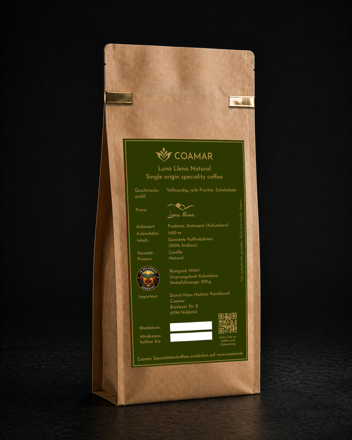 Coamar Luna Llena Natural 350g kolumbianischer Röstkaffee