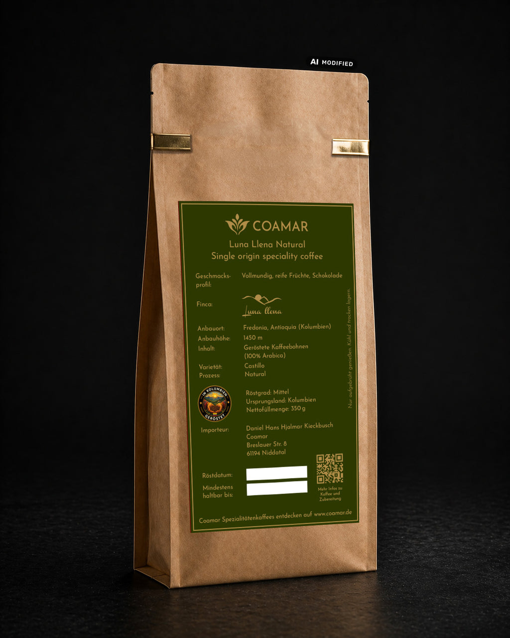 Coamar Luna Llena Natural 350g kolumbianischer Röstkaffee