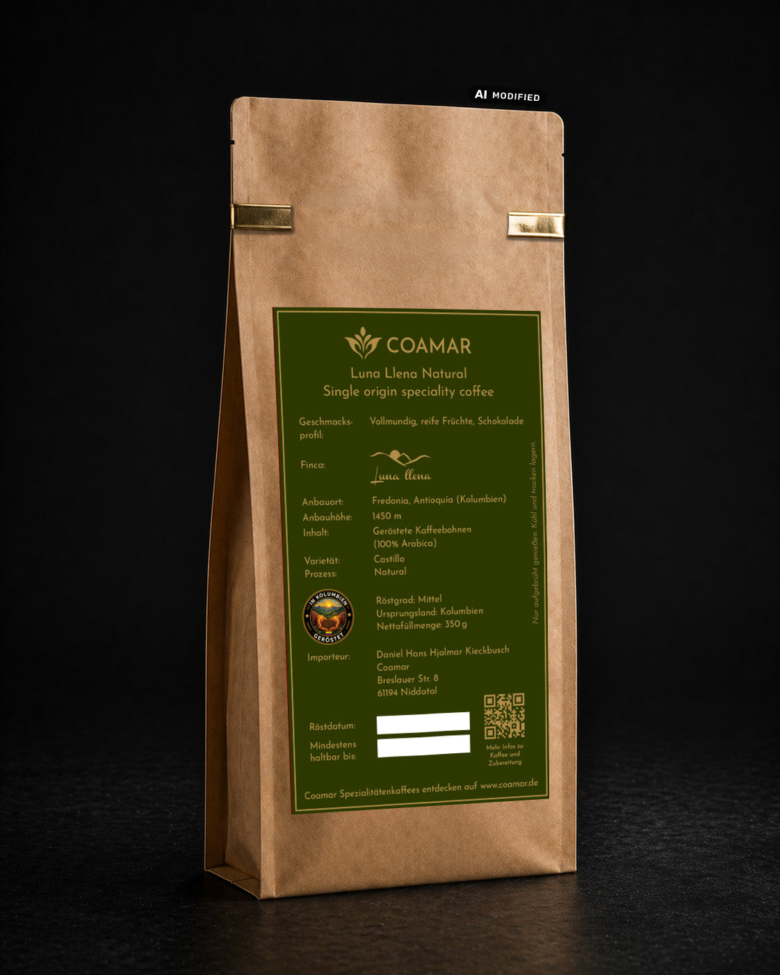 Coamar Luna Llena Natural 350g kolumbianischer Röstkaffee