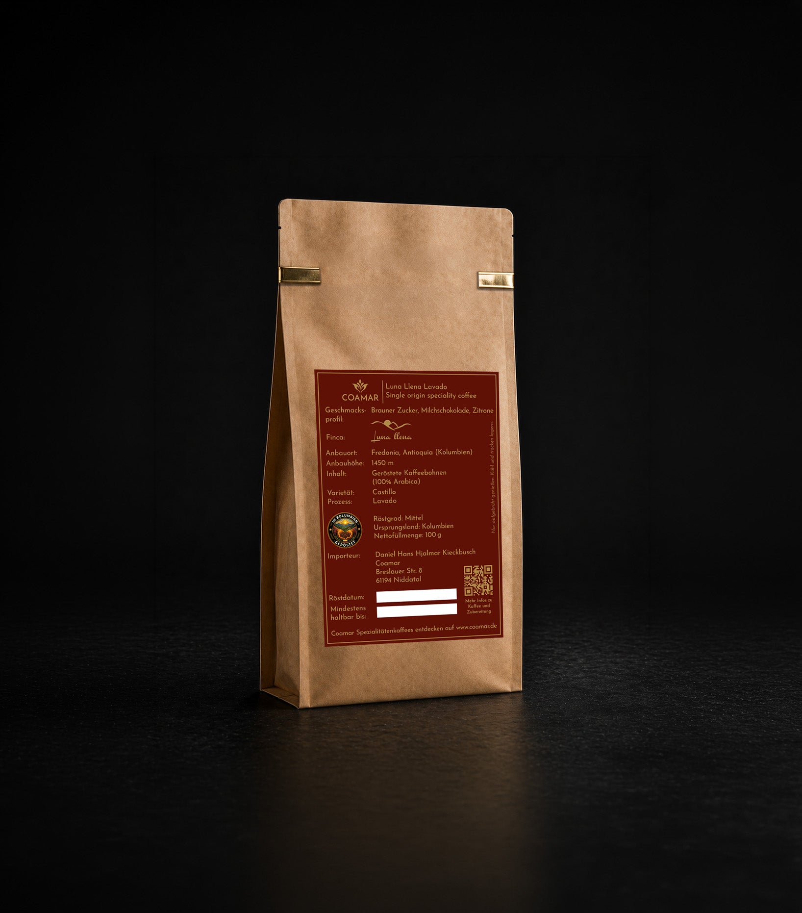Coamar Luna Llena Lavado 100g kolumbianischer Röstkaffee