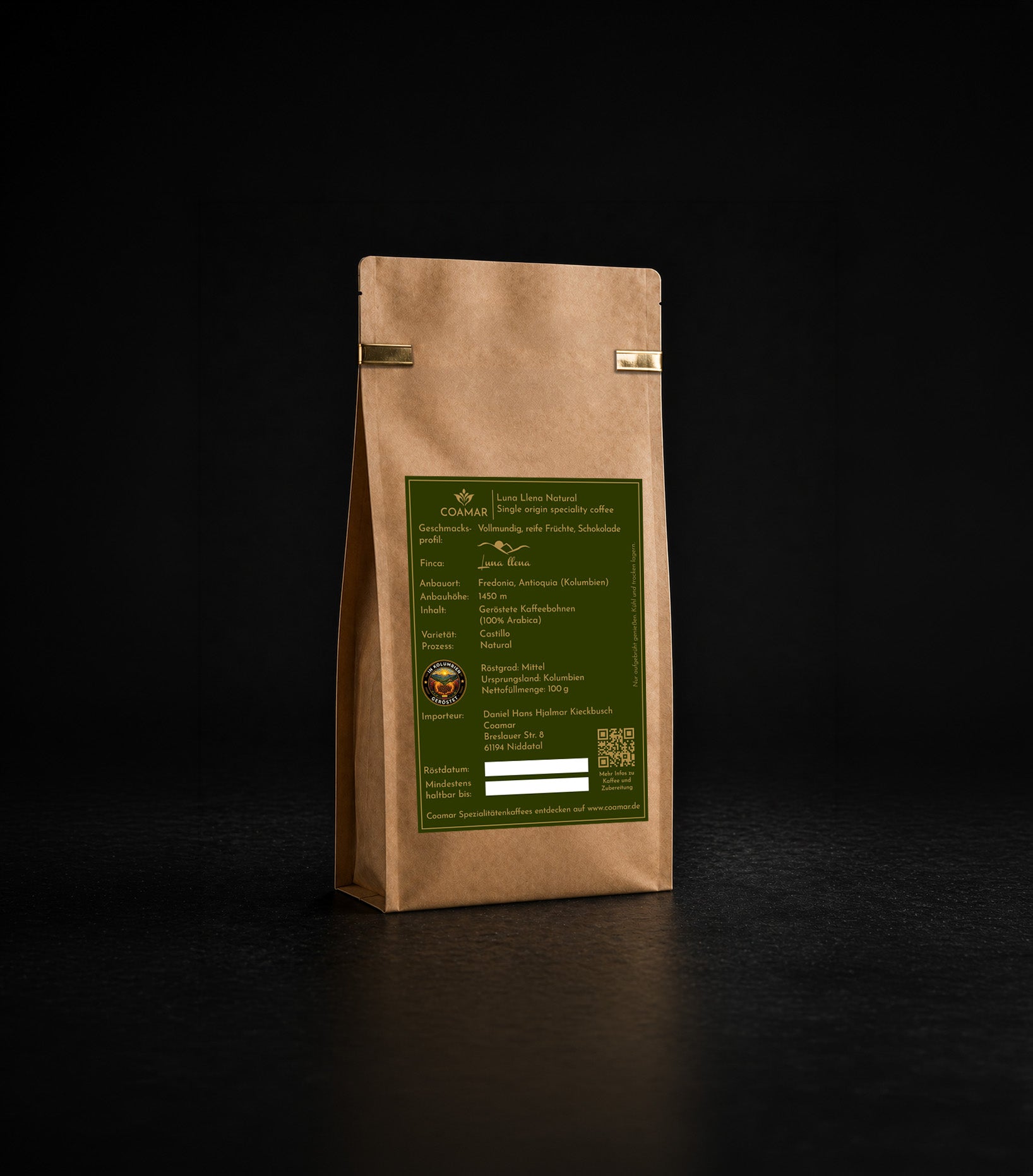 Coamar Luna Llena Natural 100g kolumbianischer Röstkaffee